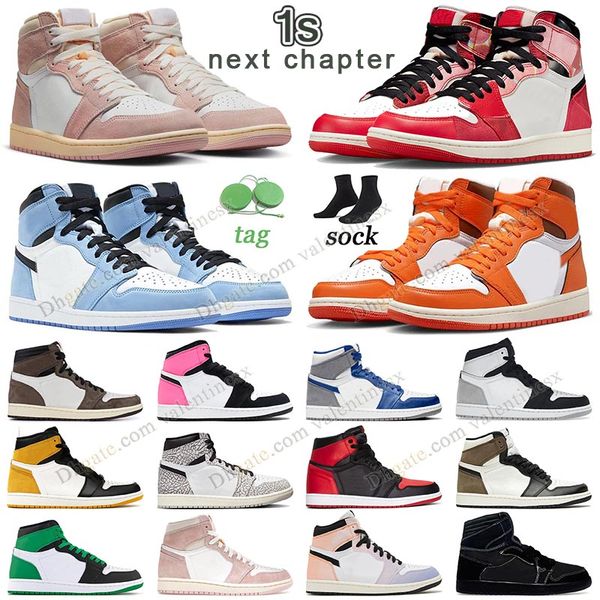 

designer jumpman 1 mid high 1s shoes split space jam phantom women washed pink black dark mocha palomino basketball sports sneakers h2z3