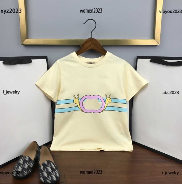 

2023 kids designer t shirts summer baby tees cartoon snail pattern printing round neck children t-shirt kids top, Blue