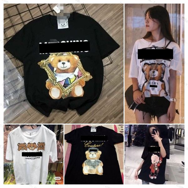 

designer summer women's t-shirt moschino oversized loose new 100%cotton graphic aaa d5v1#, White