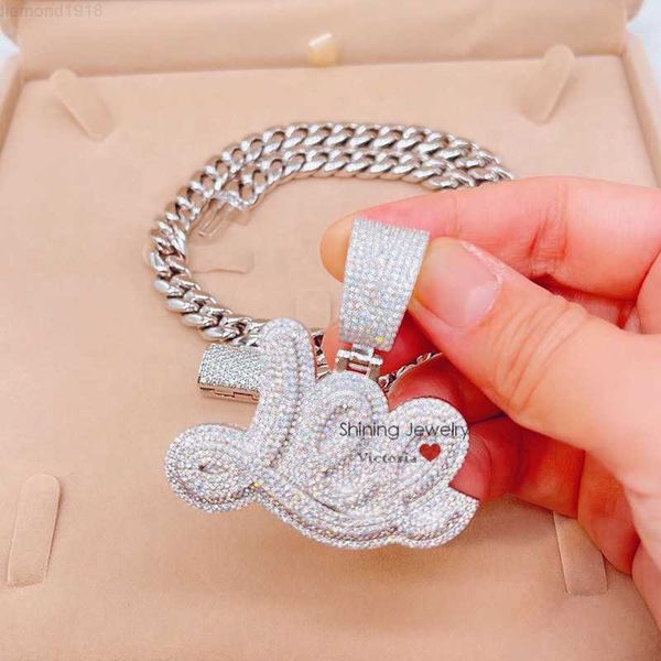 

name necklace iced out moissanite lab diamonds customized jewelry small, Silver