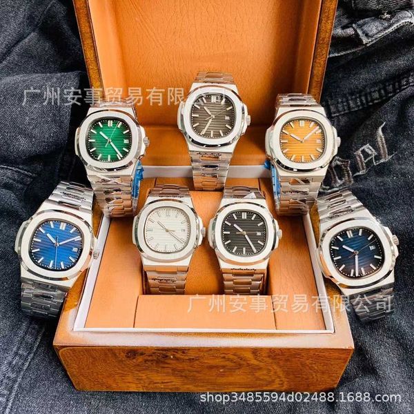 

diamond luminous wrist watches ptas 40*8.3mm 3k 5711 submarine explor nightlight waterproof iced out bezel gift phippe pate philip gentlemen, Slivery;brown