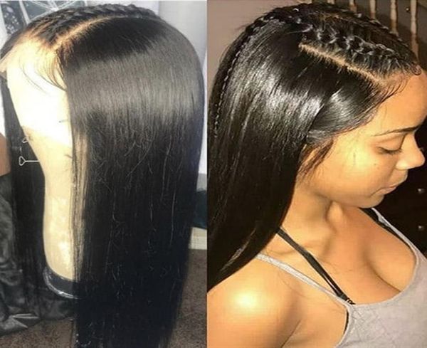 

13x4 lace front human hair wigs 150 180 density middle ratio pre plucked with baby hair brazilian straight remy lace front wig n3918365, Black