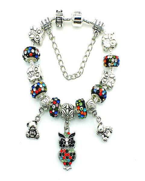 

beads owl charm bracelets fashion 5 colors european brand infinity diy bracelets for women jewelry1840154, Black