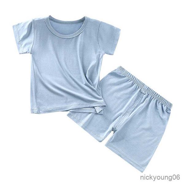 

clothing sets children's summer suit boys and girls pajamas short t-shirt shorts 2 piece infant high waist home wear 1-10y, White