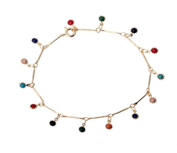 

20cm 787quot long multicolor flowers charms 18k yellow gold plated womens bracelets bangles fashion party costume jewelry for c9884701, Golden;silver