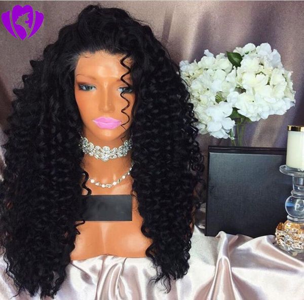 

side part 180 long black afro kinky curly synthetic wigs heat resistant african american wigs gluelese lace front wigs for black 9460653