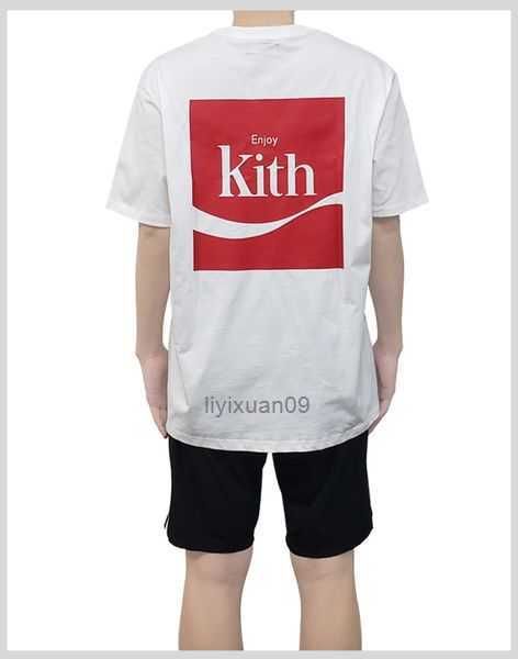 

20ss mens designer kith color enjoy tee t shirt fashion paris men women couples casual black white stylist shirts 1 at5p, White;black