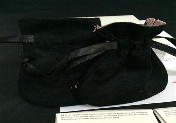 

two layer pink inside black velvet pouch bag replacement european style for charm bead dangle pendant9511684, Pink;blue