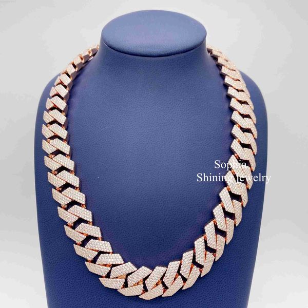 

fully iced pass diamond tester solid custom lock 15mm 18mm 3 link moissanite custom cuban chain, Silver