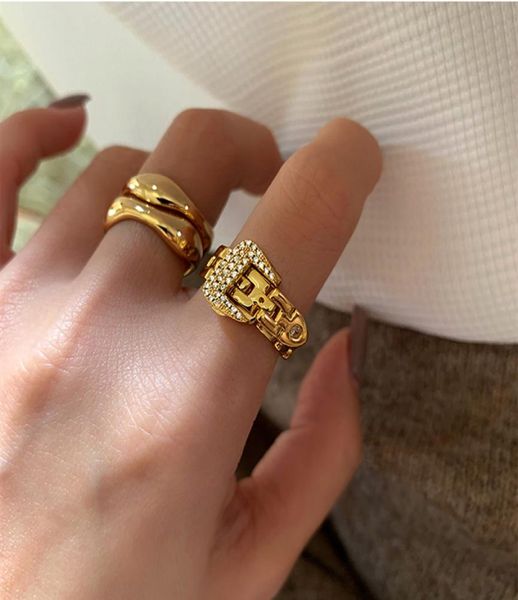 

chain link ring for women gold wide band statement rings stylish jewelry unique knuckle stacking finger adjustable1910844, Silver