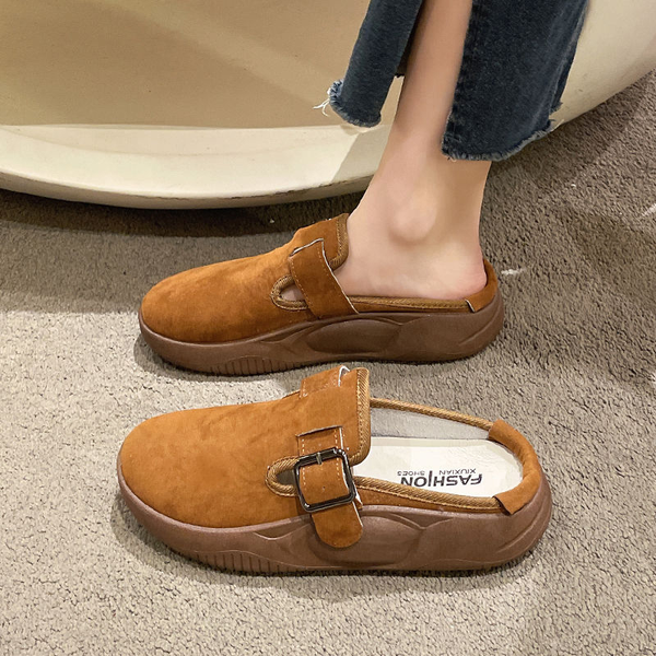 

womens spring and autumn sandals 2023 summer new retro thick soled half slippers womens outer wear fashion and comfort shoes, Black