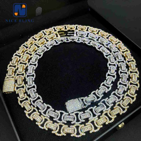 

custom hip hop necklace iced out jewelry brass 5a+ cz cuban link diamond chain for men, Silver