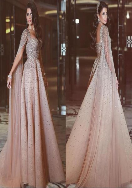 

sparkly sequins beaded evening dresses with sleeves backless blush tulle aline lace evening gowns custom made arabic prom dress9635232, Black