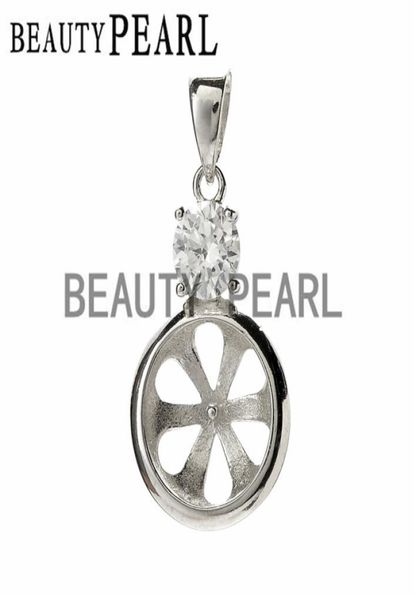 

hopearl jewelry pendant settings cubic zirconia 925 sterling silver findings pendant for big pearl 3 pieces4042883, Slivery;crystal