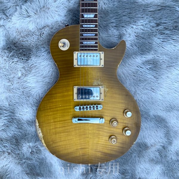 

gary greeny honey sunburst flame maple relic electric guitar fret binding one piece neck and one piece body in stock