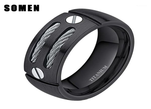 

wedding rings 8mm men039s black cable screw inlay titanium ring cool band punk rock male jewelry bague homme anel masculino12743120, Slivery;golden