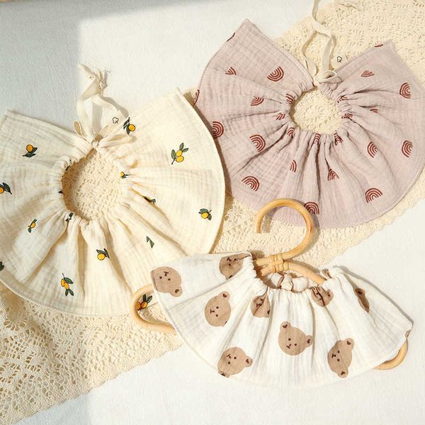 

bibs cloths korean feeding drool 360 degree pure cotton print petal saliva towel newborn soft burp fabric baby bib g220605