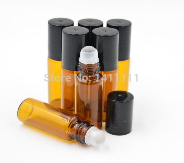 

refillable 5ml 16oz roll on amber glass bottles essential oil glass roller ball perfume aromatherapy bottle by dhl 9122053