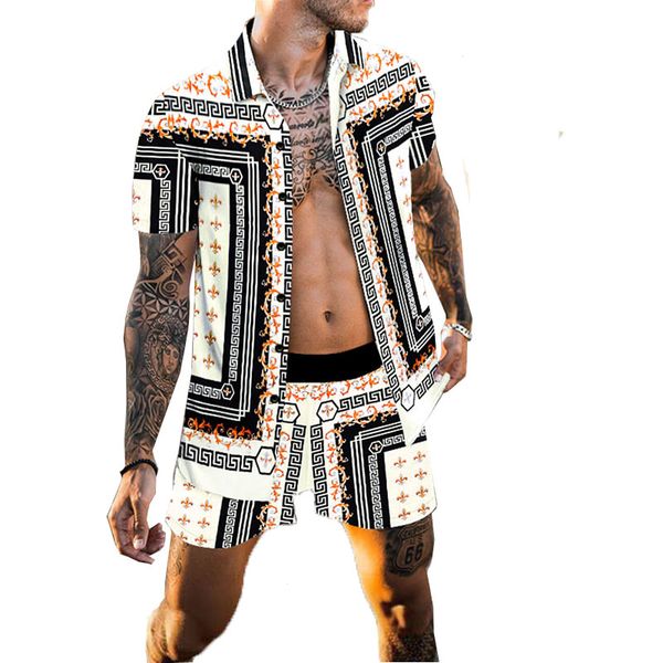 

swimwear tracksuits designer plus size -3xl summer casual clothing two piece tshirt and shorts suit print outfit 2 piece t shirt and shorts, Gray