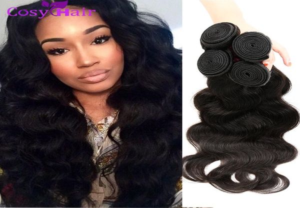 

unprocessed virgin peruvian hair extensions 6pcs lot body wave hair weaves wet and wavy peruvian human hair double weft no sheddin2722849, Black