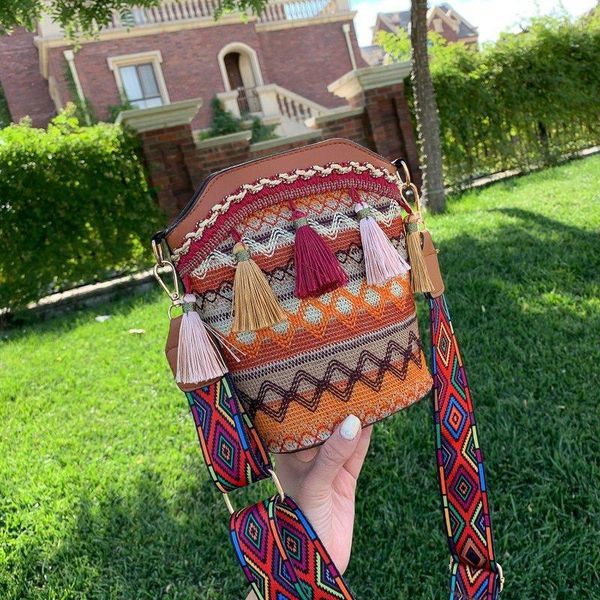 

shoulder bags vintage national women's bag tassel ethnic handwoven crossbody hippie sling for ladies small handbag