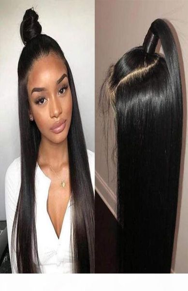

360 frontal full lace straight human hair wigs straight preplucked with baby hair virgin brazilian glueless 360 lace front 9502100, Black;brown