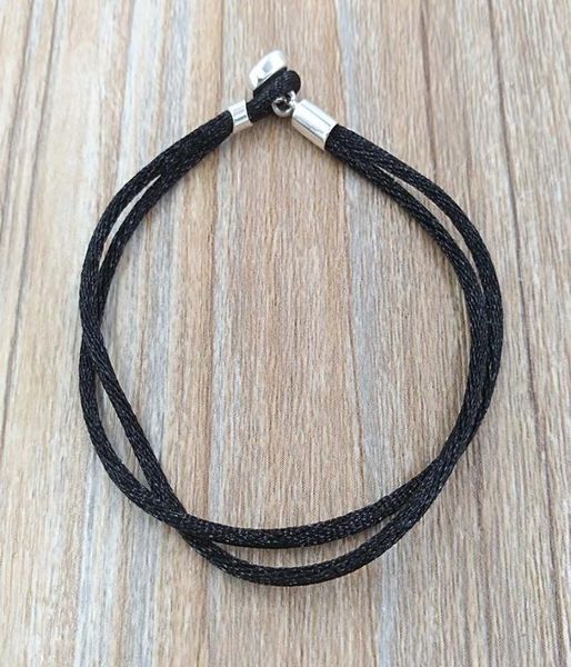 

fabric cord bracelet black authentic 925 silverfits european style jewelry charms beads andy jewel 590749cbk-s6440317, Golden;silver