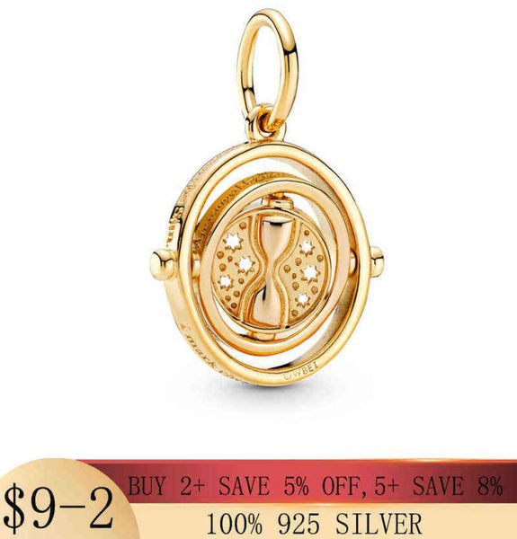 

2021 new 100% real 925 sterling silver spinning time turner pendant charm fit original 925 bracelet necklace diy jewelry7924130, Black