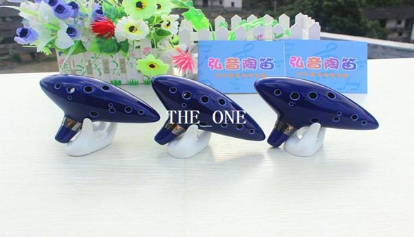 

high qualty blue 12 holes ocarina kiln fired ceramic alto c legend of zelda zelda ocarina flute of time jingdezhen ceramic ocarina1124333