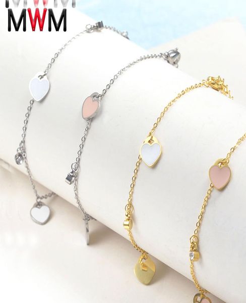 

m charm bracelet for girl women stainless steel kids braclets jewelry chain link heart female braclet6402083, Golden;silver