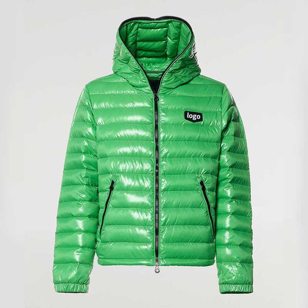 

custom full zip up duck puffer jackets men with hood green packable down jacket bhht, Black