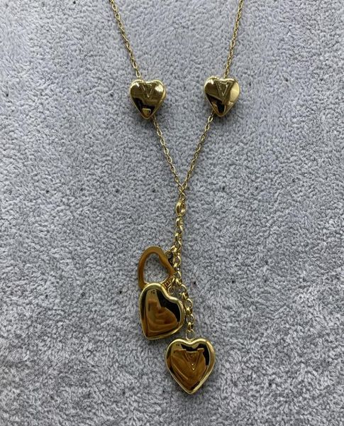 

engraving letter double heart earrings necklace charming hollow stainless steel jewelry designer flower pendant class7454021, Black