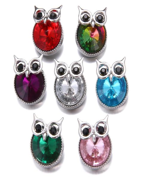 

18mm snaps button noosa bracelet jewelry bangles snap button 18mm buttons full diamond animal owl cuff link chain tennis charm bra7721232, Golden;silver