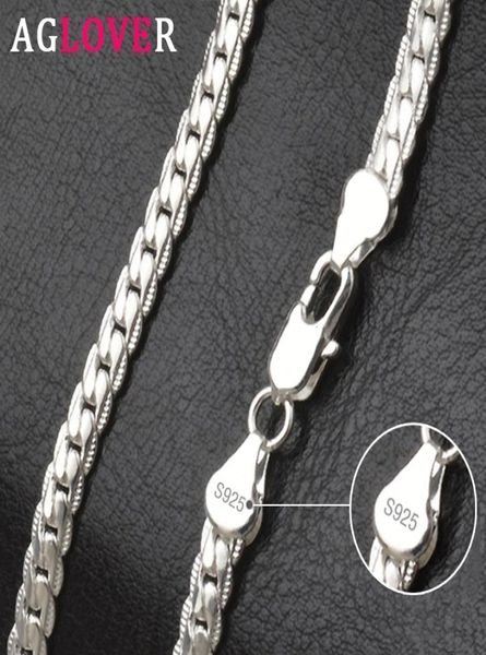 

01 aglover 925 sterling silver 20 inch 18k gold 6mm full sideways chain for women man fashion jewelry charm necklace gift b13087967