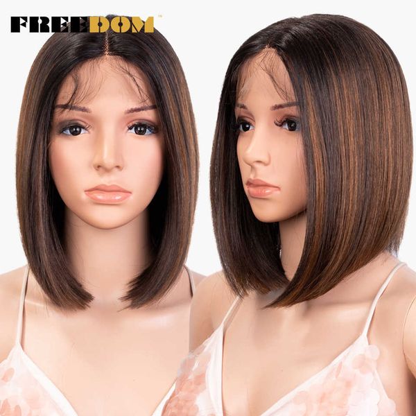 

synthetic short bob lace wigs 10 inch straight red wig hand tied lace wigs for women heat resistant cosplay wigs 230524, Black;brown