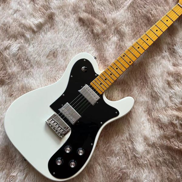 

new arrivals white electric guitar black pickguard handwork 6 strings guitarra