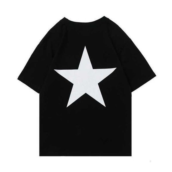 

ess men's and women's new t shirt fashion high street brand ess double thread five pointed star short sleeve kv05, White;black