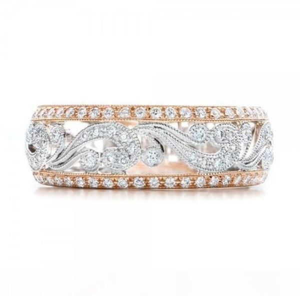 

l victoria wieck new arrival luxury jewelry 925 sterling silver rose gold fill classical hollow flower ring pave white z wedd8440471, Slivery;golden