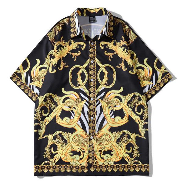 

summer new loose casual straight lapel men's shirts short sleeves jff, White;black