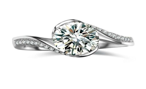 

brief flower 08 ct sona synthetic diamond ring engagement jewelry 925 silver 18k white gold plated wedding ring customized9913893, Golden;silver