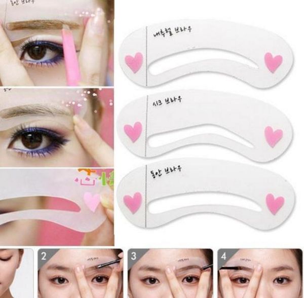 

whole 3 stylesset grooming stencil kit shaping diy beauty eyebrow template make up tool2893599