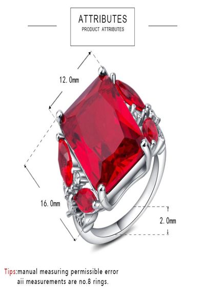

2018 new fashion euramerican hyperbole big stone ring jewelry creative red gem zircon ring for women bride wedding jewelry anel6391999, Golden;silver