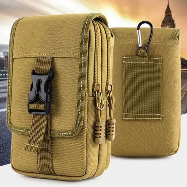 

edc molle bag purse double layer outdoor waterproof military waist fanny pack men phone pouch camping hunting tactical waist bag