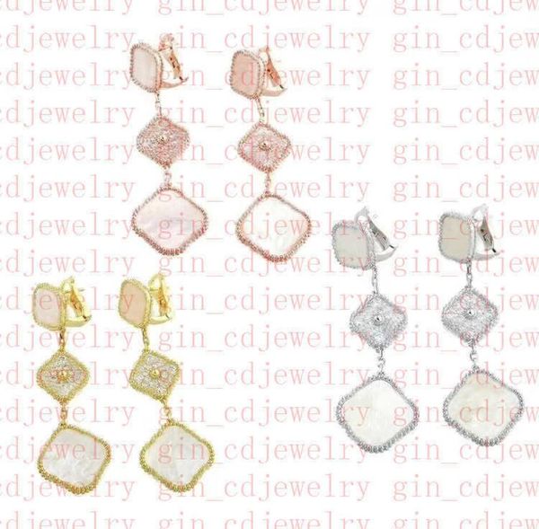 

designer classic lucky clover earrings tricolor plating women and girls valentine039s day mother039s day engagement jewelry 6998247, Golden