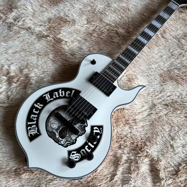 

white color electric guitar skeleton sticker black color hardware guitar