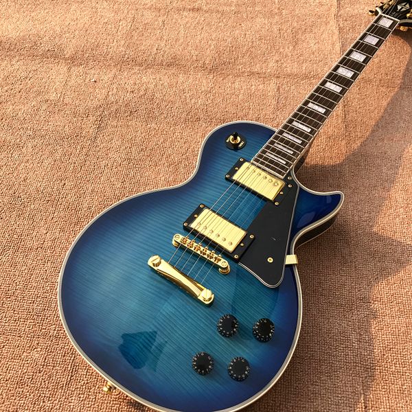 

custom shop, lp custom electric guitars, gold hardware, flame maple 22frets guitar ing