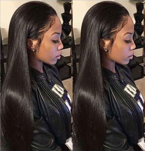 

women wig madame front lace long straight black headdress wigs6842325