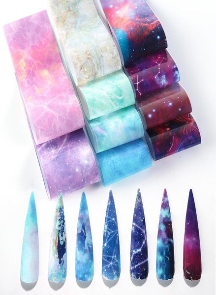 

10pcs holographic nail foils for manicure marble shining stone designs transfer stickers starry sky adhesive wraps decals3000165, Black