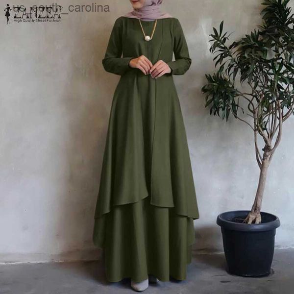 

irregular hem loose long dress dubai turkey abaya hijab sundress oversized zanzea women long sleeve muslim kaftan maxi dresses l230522, Black;gray