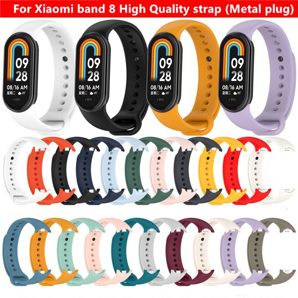 

metal plug strap for mi band 8 bracelet xiaomi mi band 8 nfc silicone sport strap quick release miband 8 smartwatch wristband